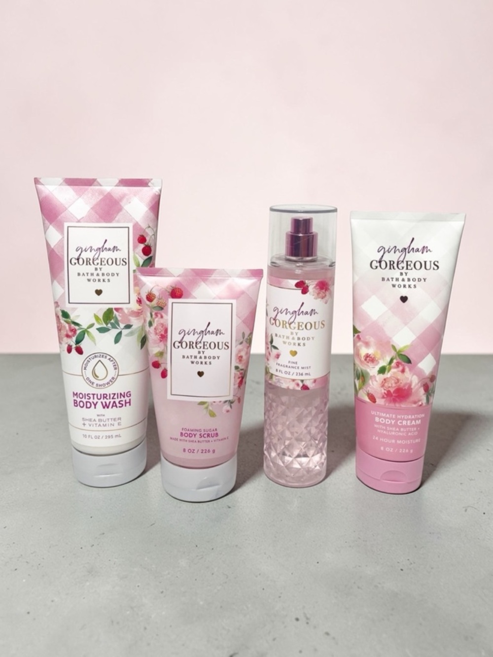 Bath & Body Works Gingham Gorgeous Gift Set Body Cream Scrub Nwt